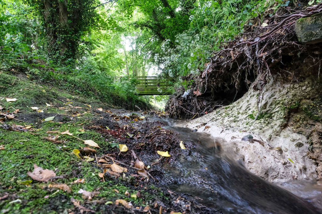 Zoomed in photo of a fast flowing river